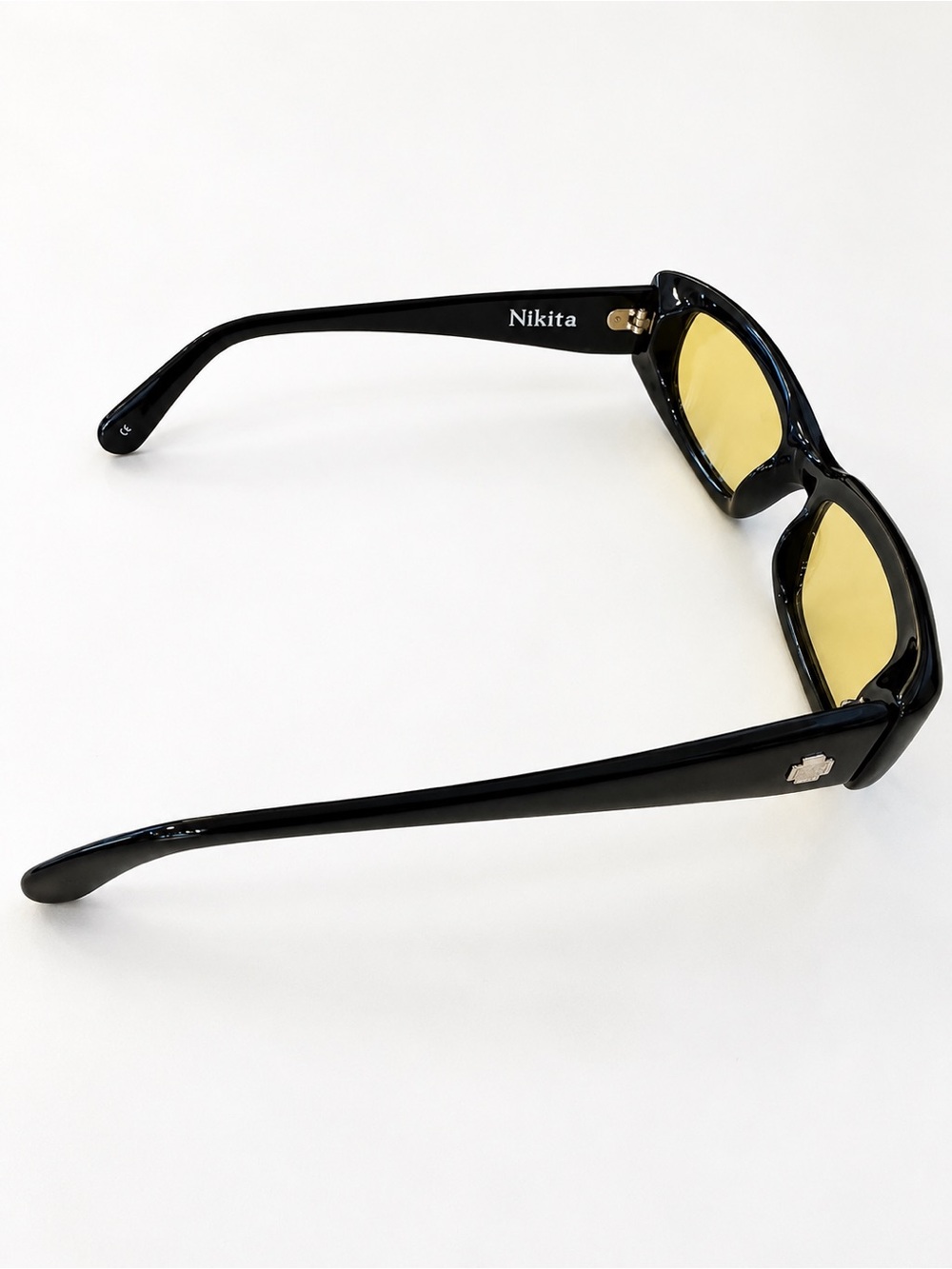 Vintage Spy Optic Nikita Sunglasses Yellow Lens Black Frame Handmade in Italy Y2 - Picture 5 of 5